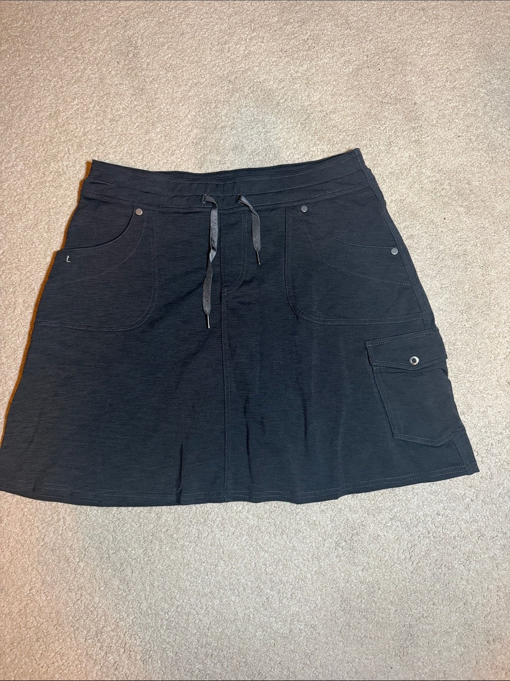 Kuhl Black Drawstring Skirt with Cargo Pocket & Under Shorts